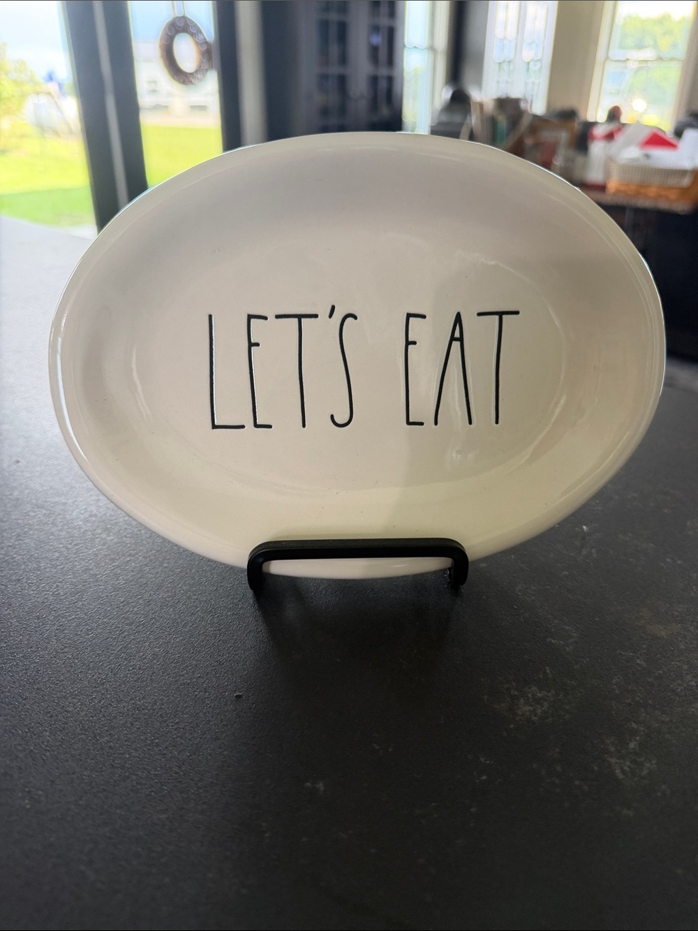 Rae Dunn White Oval Serving Platter - LET'S EAT